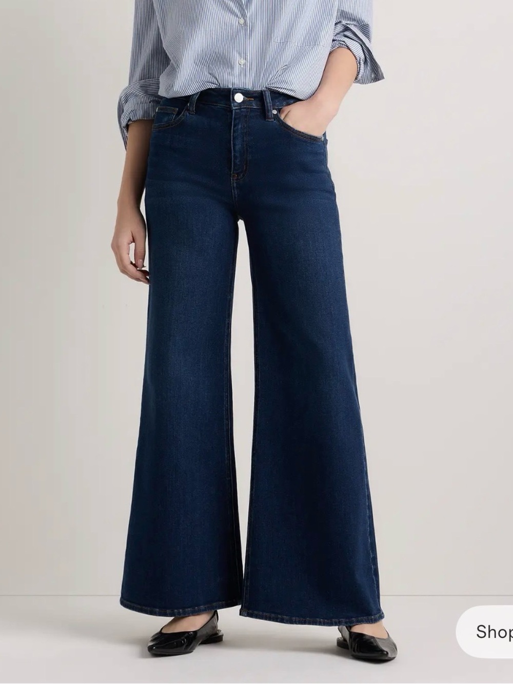 Quince Bella Stretch Palazzo Jeans in Midnight Blue